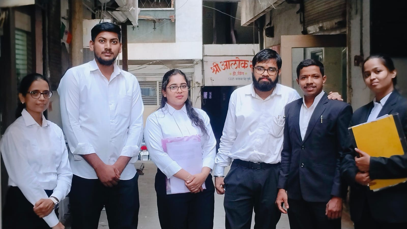 The Indrajit Dongre & Associates team outside the Kasba Peth office