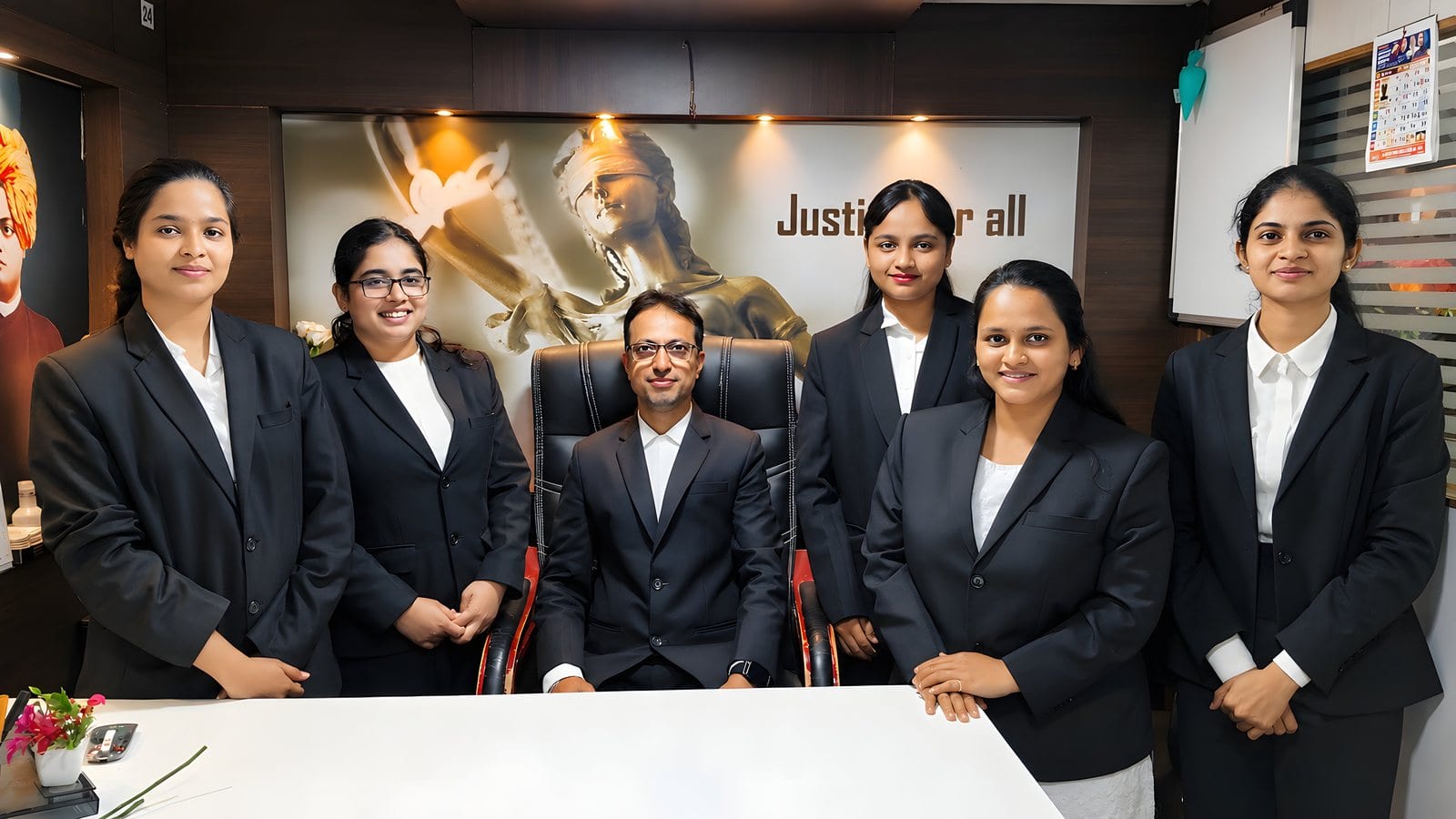 Adv. Indrajit Dongre with advocates of Advocate Indrajit Dongre & Associates at the firm's chamber in Kasba Peth, Pune