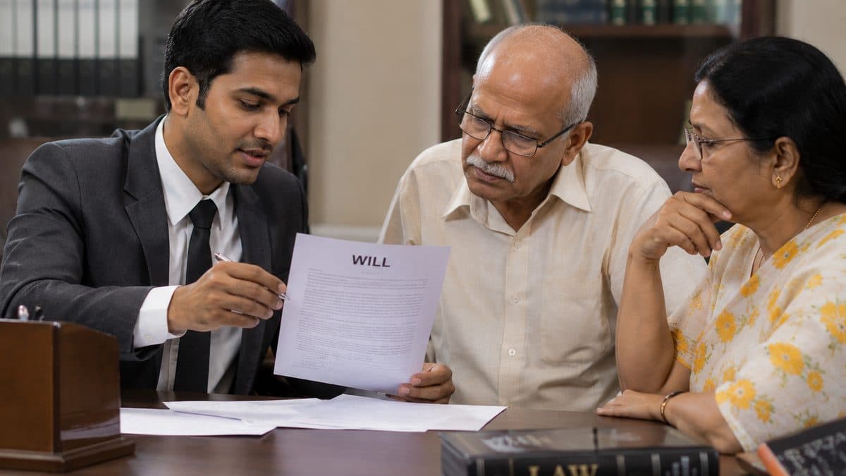 Advocate explaining a will to senior clients